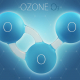O3 ozone 3d molecule isolated on abstract background
